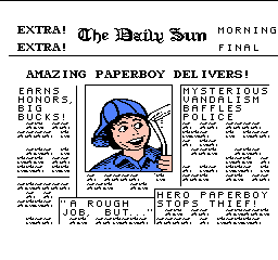 Paperboy title screen for NES